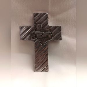 Silver Texas hanging cross wall decor